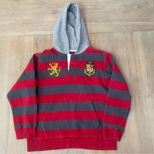 Tommy Hilfiger Boys L Hoodie Rugby Striped Embroidered Patch Pullover